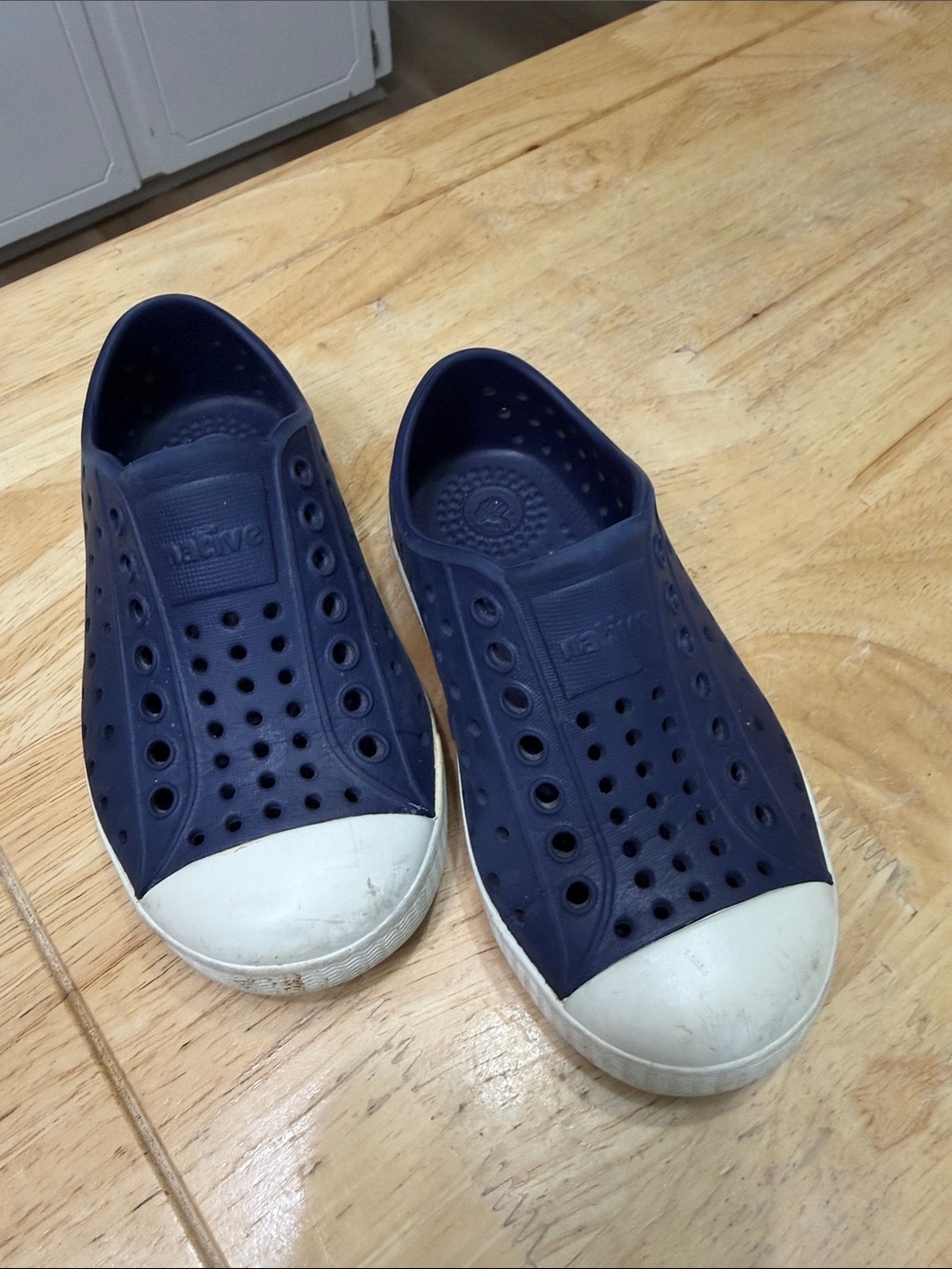 Native Unisex Slip-On Shoes in Navy and White